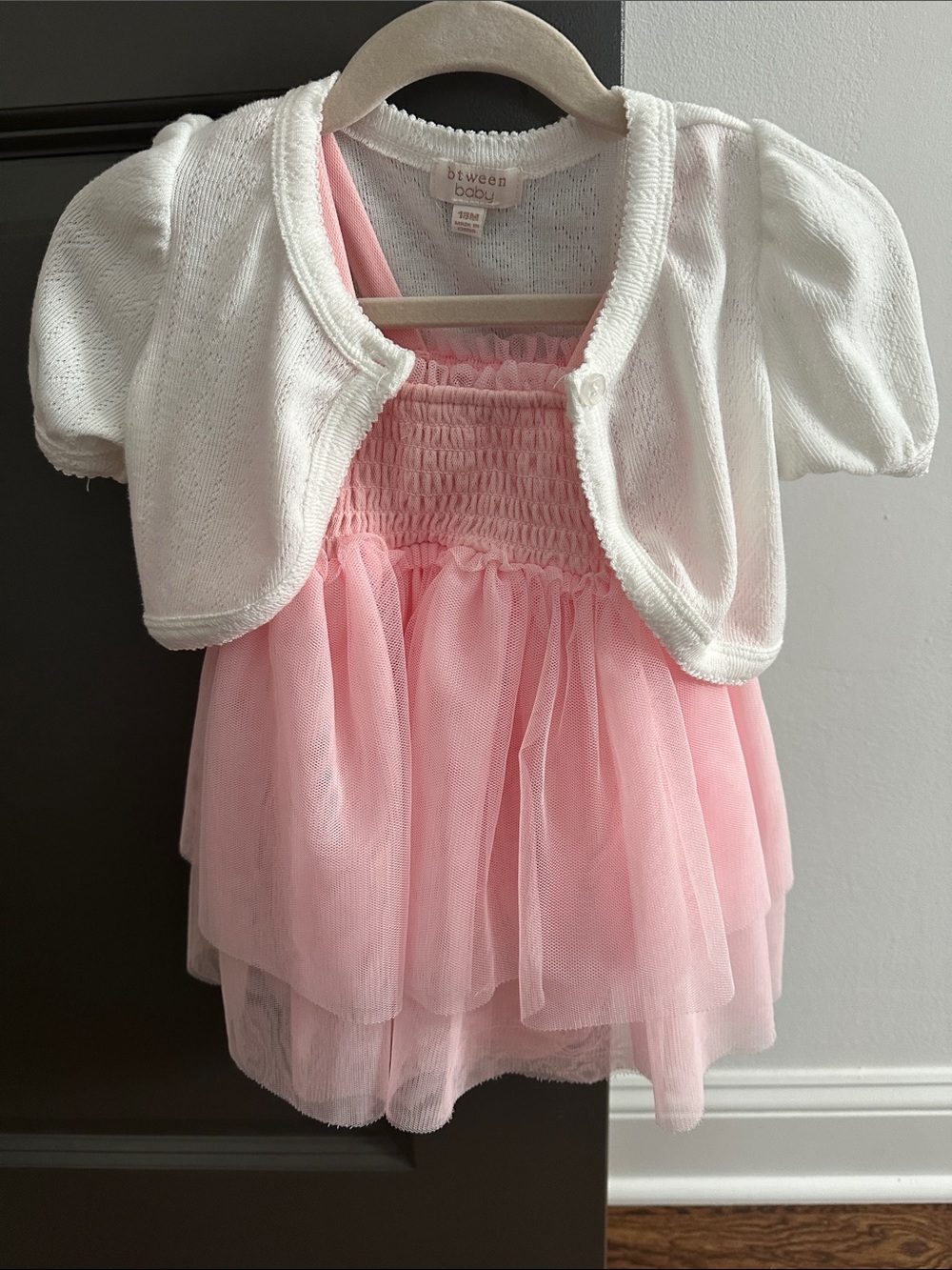 18M Pink Dress with Short Sleeve Cardigan